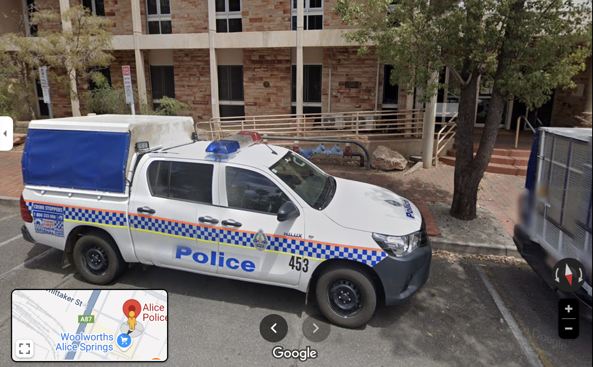 Alice Springs: Using Police Vehicles as a Visual Message of Safety on Google Maps