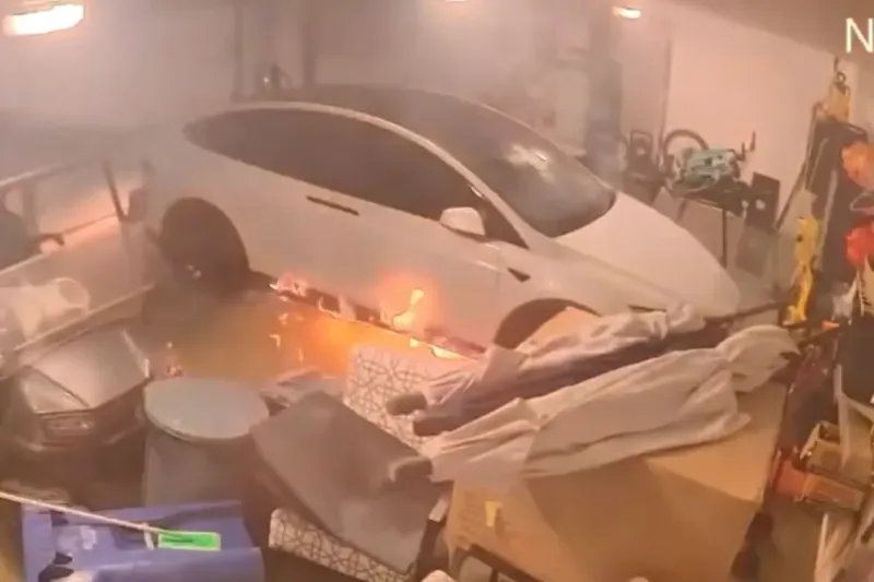 Tesla Catch Fire in Hurricane Helene Floodwaters