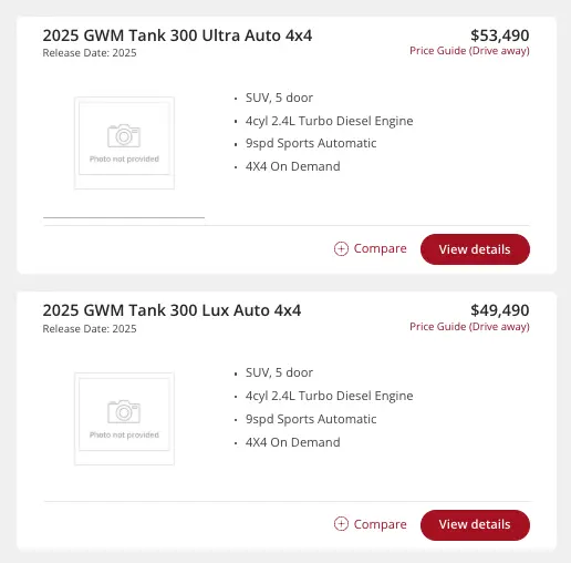 New GWM Tank 300 Diesel Pricing Leaked: Here’s What’s New