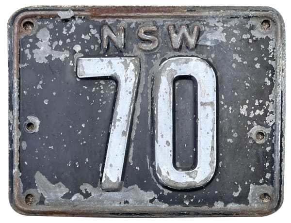 NSW '70' number plate on black background, sold at auction for $1.58 million